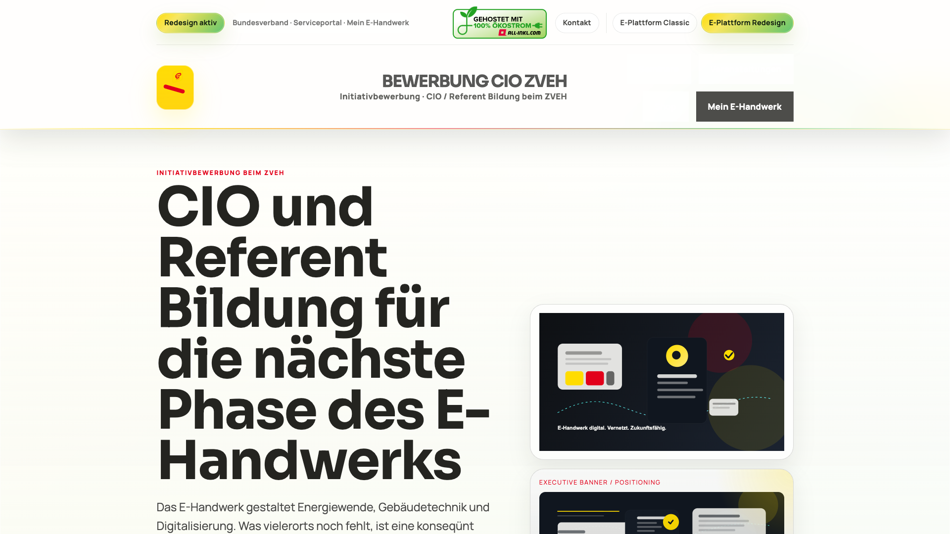 Bewerbungsseite im Redesign